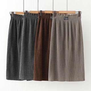 Frilled Waist Panel Woolen Midi Skirt