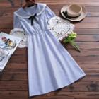 Striped Frill Trim Short-sleeve Dress