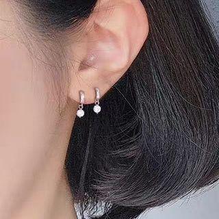 925 Sterling Silver Rhinestone Dangle Earring 1 Pc - One Size