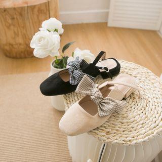 Bow-accent Low-heel Slingback Sandals