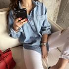 Pocket-front Slit-side Denim Shirt