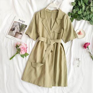 Mock Two-piece Short-sleeve Wide Leg Playsuit