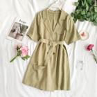 Mock Two-piece Short-sleeve Wide Leg Playsuit