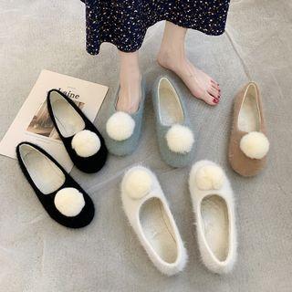 Round-toe Pom Pom Flats