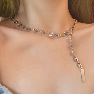 Rhinestone Pendant Y Choker 0819a - Necklace - Gold - One Size