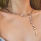 Rhinestone Pendant Y Choker 0819a - Necklace - Gold - One Size