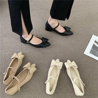 Ribbon Pointy-toe Mary Jane Shoes