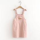 Bear Embroidered Mini A-line Overall Dress