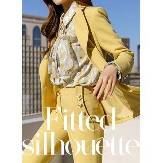 Metallic-button Pastel-color Tailored Blazer