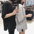 Couple Matching Side-slit Elbow-sleeve T-shirt