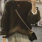 Round Neck Plain Loose Fit Chunky Knit Top