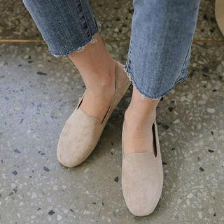 Foldable-back Faux-suede Flats