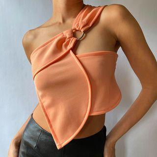 One-shoulder Irregular Crop Tank Top