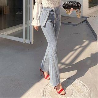 Tie-waist Godet Boot-cut Jeans