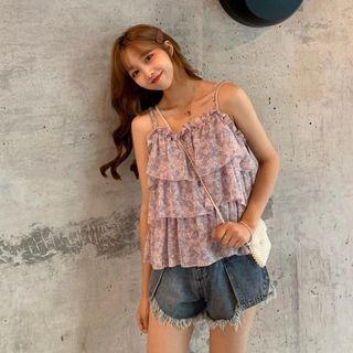Floral Printed Layered Chiffon Top