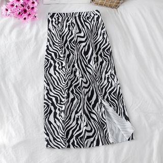 Zebra Print Midi Skirt
