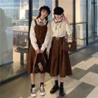 Shirt / Corduroy Button-up Jumper Dress / Midi Skirt