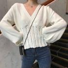 Perforated Knit Top White - One Size