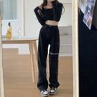 Lettering Loose Fit Mid Rise Jeans