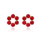 Fashion Simple Plated Gold Round Red Cubic Zirconia Stud Earrings Golden - One Size
