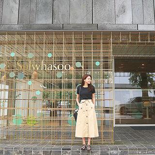 Set: Plain Cotton T-shirt + Button-detail Maxi Skirt With Belt