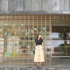 Set: Plain Cotton T-shirt + Button-detail Maxi Skirt With Belt