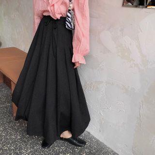 High-waist Maxi A-line Skirt Black - One Size