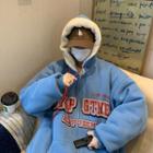 Lettering Fleece-lined Zip Hoodie
