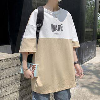 Short-sleeve Two-tone Loose-fit T-shirt