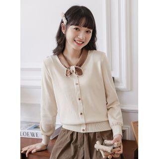 Tie-neck Cardigan Almond - One Size