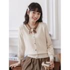 Tie-neck Cardigan Almond - One Size
