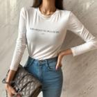 Letter Print Fitted T-shirt