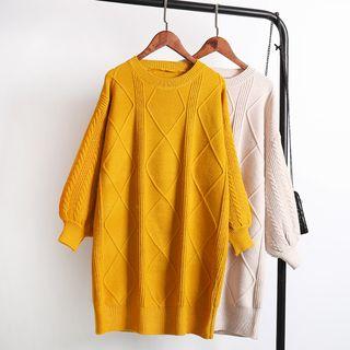 Lantern-sleeve Long Sweater