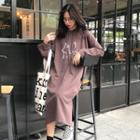 Print Long-sleeve Loose-fit Hooded Dress