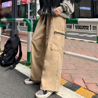 Washed Cargo Wide-leg Pants