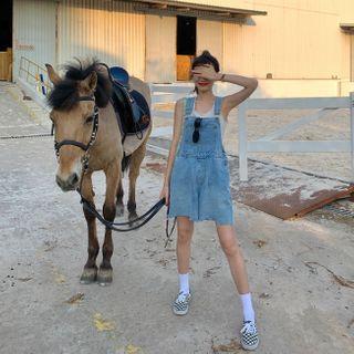 Rip Denim Jumper Shorts Light Blue - One Size