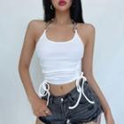Halter-neck Chain Strap Drawstring Camisole Top