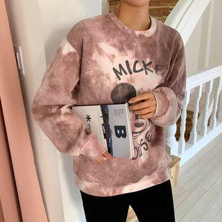 Mickey Mouse Print Melange Pullover
