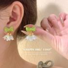 Bow Flower Fringed Earring Green - One Size