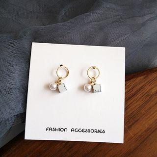 Faux Pearl Resin Square Dangle Earring 1 Pair - Earrings - As Shown In Figure - One Size
