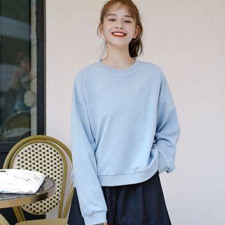 Crew-neck Sweatshirt Grayish Blue - One Size