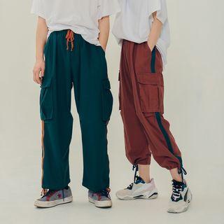Couple Tie-hem Straight-cut Cargo Pants
