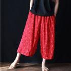 Floral Wide Leg Pants Pattern - Red - One Size