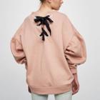 Lace-up Puff-sleeve Loose-fit Sweatshirt