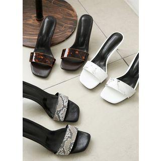 Faux-leather High-heel Mules