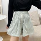 High-waist Ruched Drawstring Wide-leg Shorts