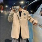 Lettering Button-up Pocket Oversize Blazer
