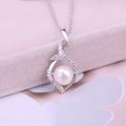 925 Sterling Silver Rhinestone Freshwater Pearl Pendant Necklace