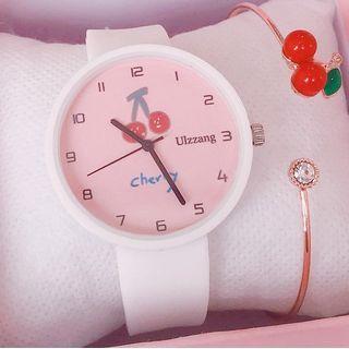 Cherry Print Strap Watch