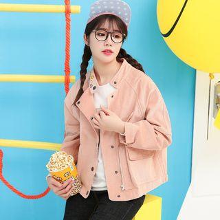 Corduroy Lettering Cropped Jacket